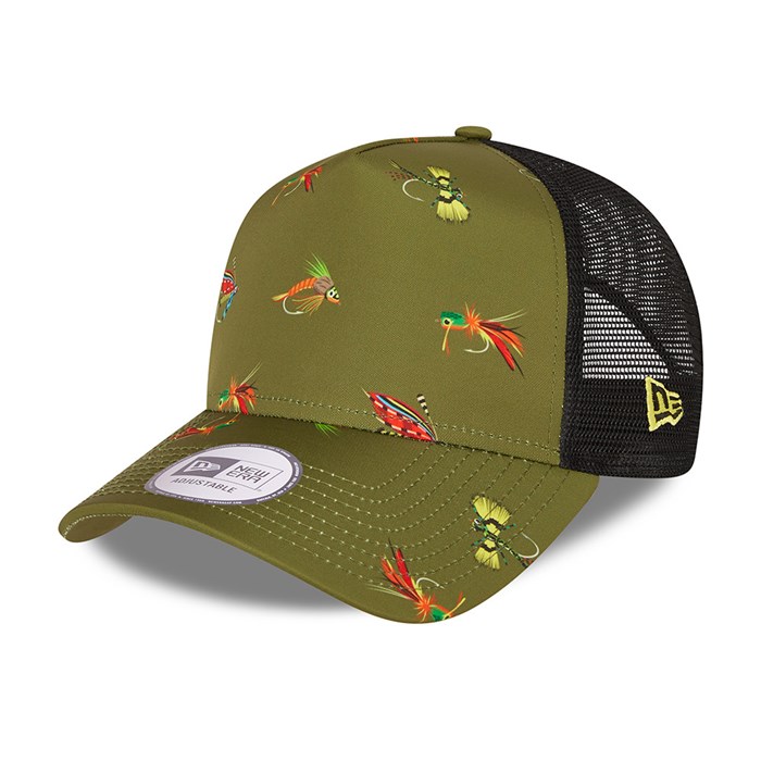 New Era Fishing Print A-Frame Trucker Lippis Vihreä - New Era Lippikset Tarjota FI-743829